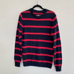 NWT! H&M Navy Red Stripes Crewneck Knit Sweater Size Small Preppy Casual Winter